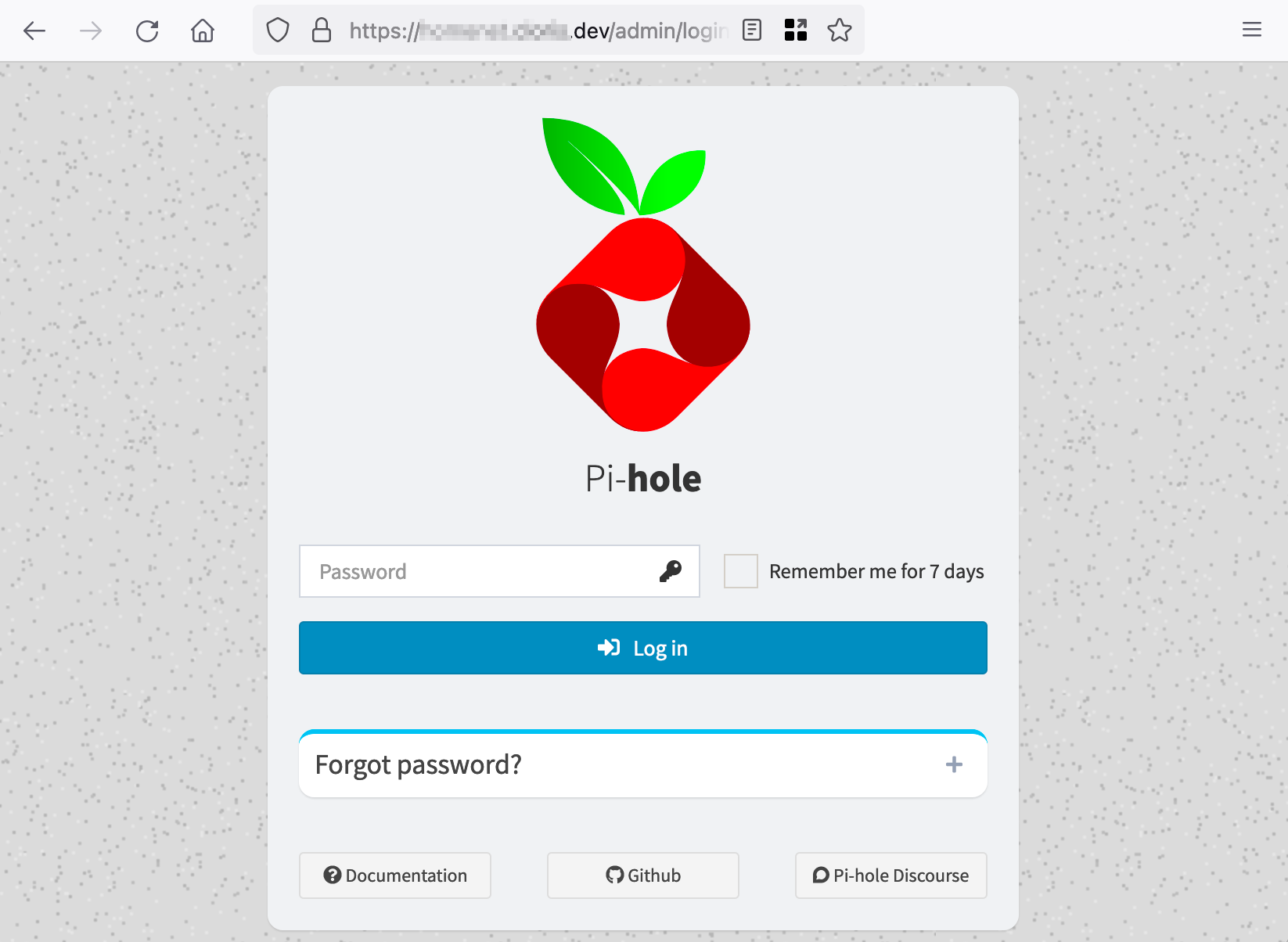 Pi Hole displayed through the AVA URL