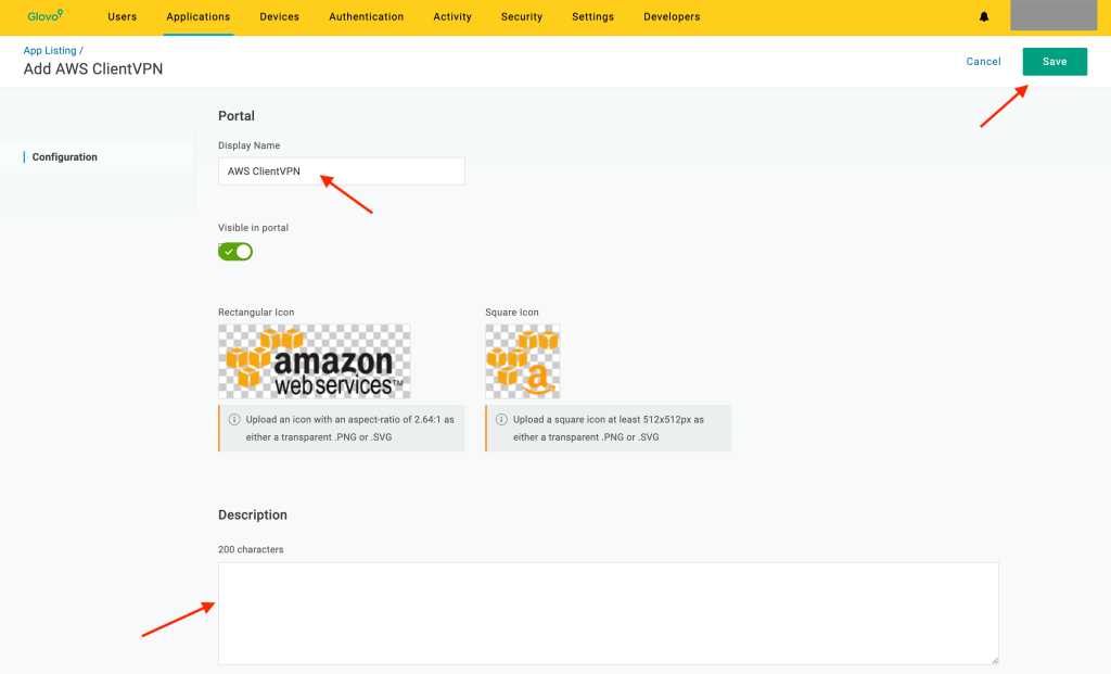 Figure 4: New AWS Client VPN local configuration in OneLogin