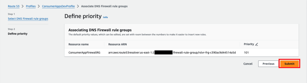 Figure 7: Route 53 Profiles with default priority.
