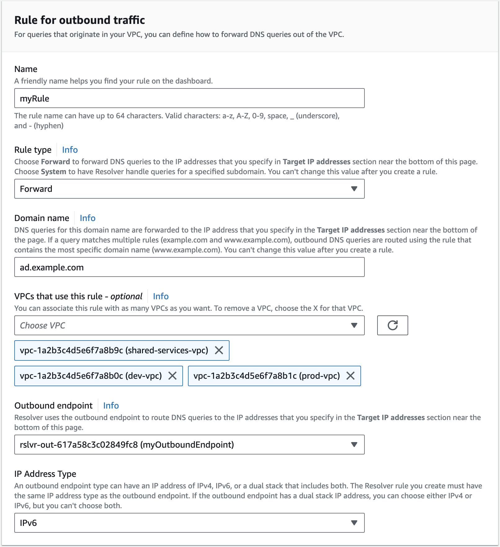 This screenshot depicts general configuration settings for the new forward Resolver rule
