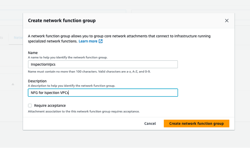 Figure 12- Create Network Functions Group