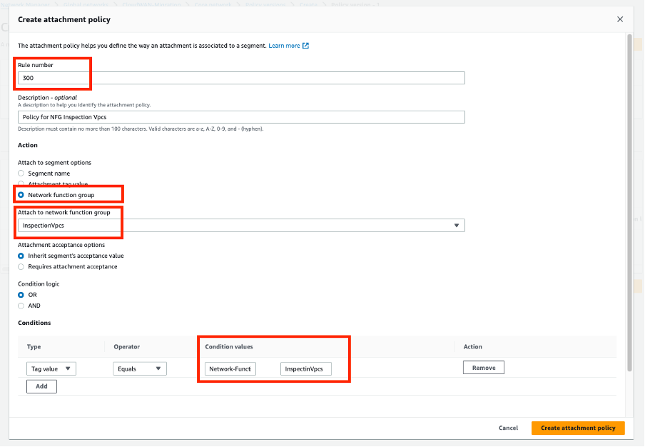 Figure 11- Create Policy - Network Functions Group