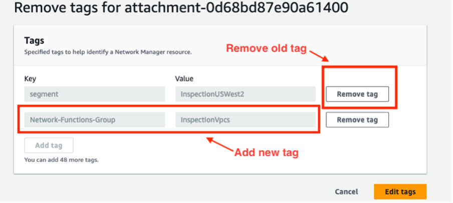 Figure 17- Add new tag and remove old tag