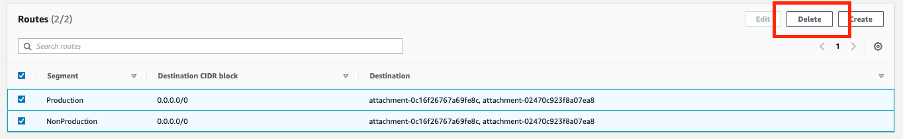 Figure 19- Delete static routes