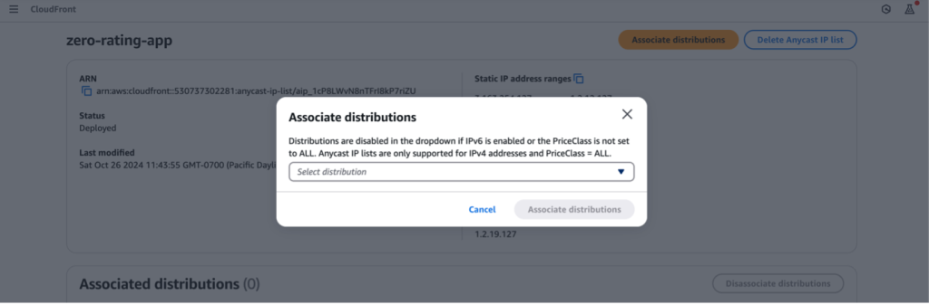 How to anycast IP list with CloudFront distribution
