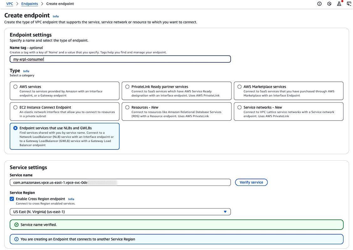 Create an Endpoint to connect to a PrivateLink service and enable cross-region connectivity