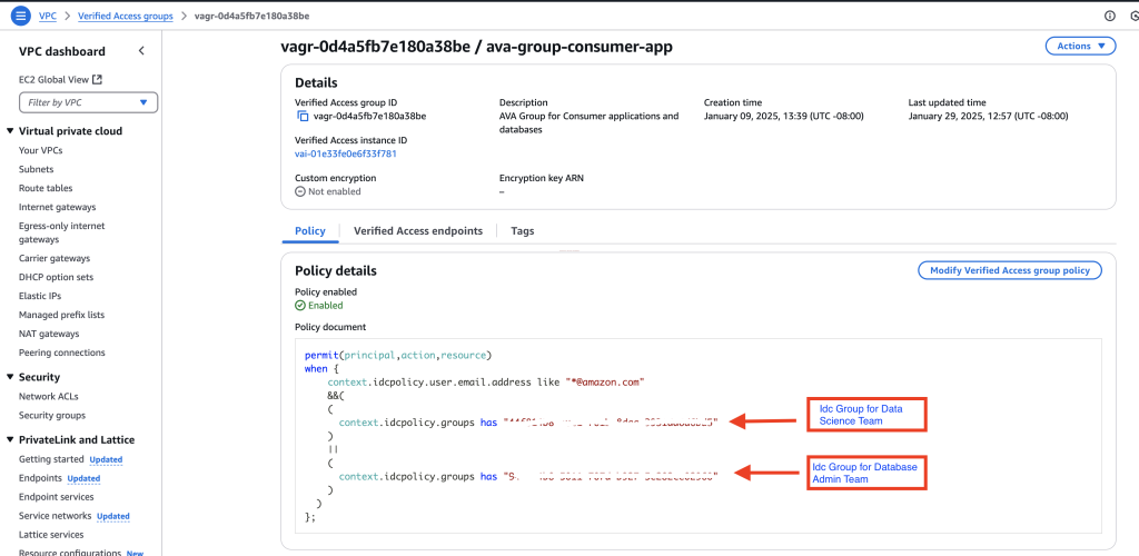Figure 9: AVA policy applied to consumer facing app databases