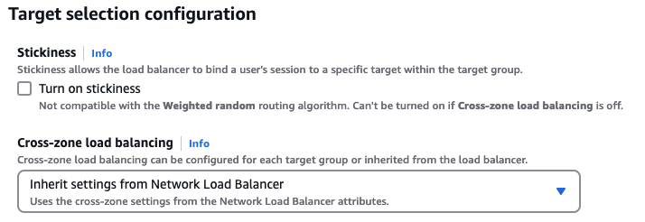 Figure 3: Cross-zone target group setting