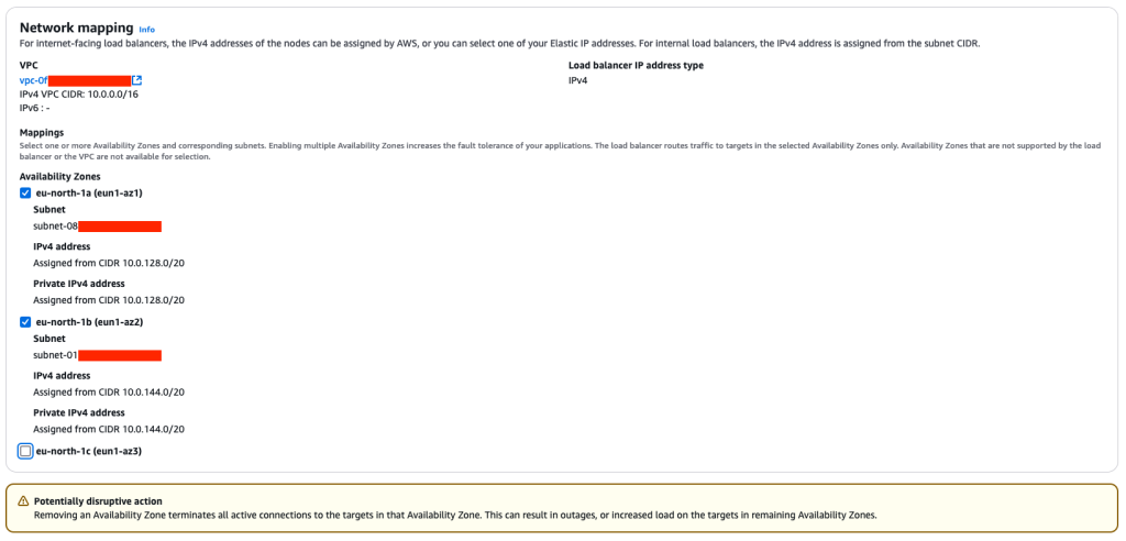 Figure 6: Network Mappings for NLB when changing subnets