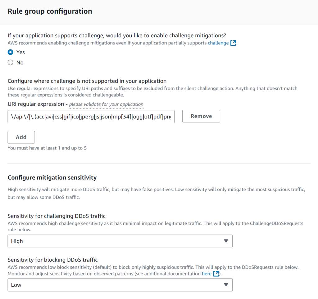 Figure 1: Rule group configuration