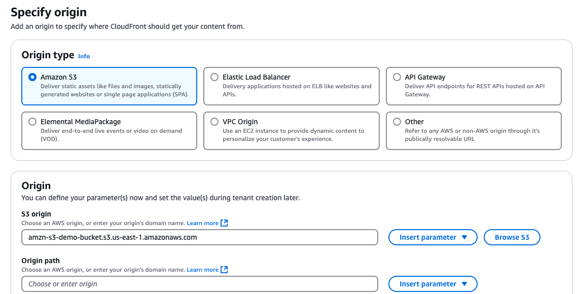 CloudFront SaaS Manager - Specify Origin