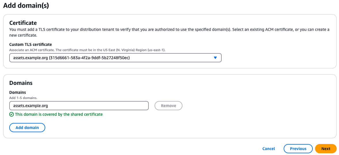CloudFront SaaS Manager - Premium Tier Tenant Domain