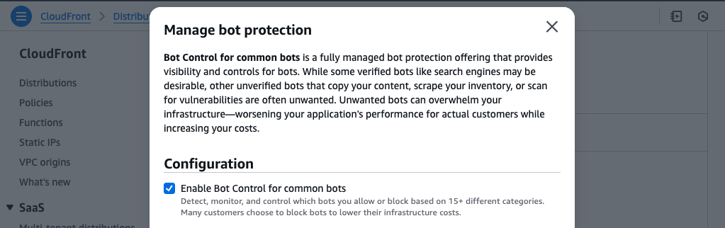 CloudFront for SaaS - Managed Bot Protection