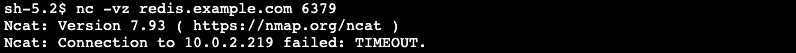Figure-6: Failed test against redis.example.com