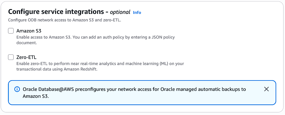 Enabling managed integrations for ODB