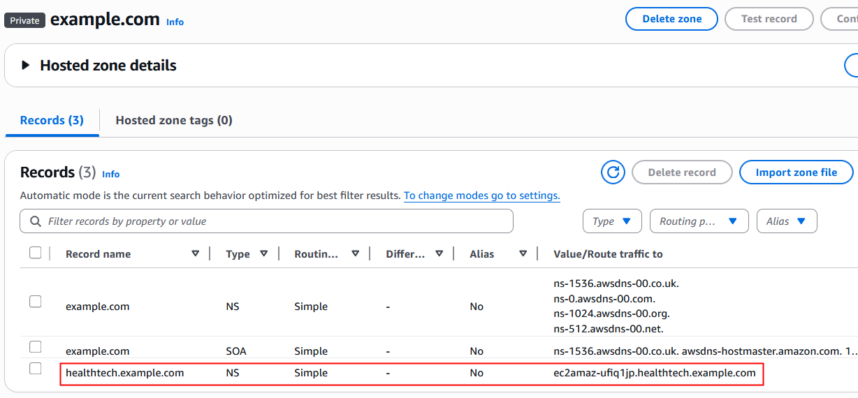 Figure 6: NS record for outbound delegation