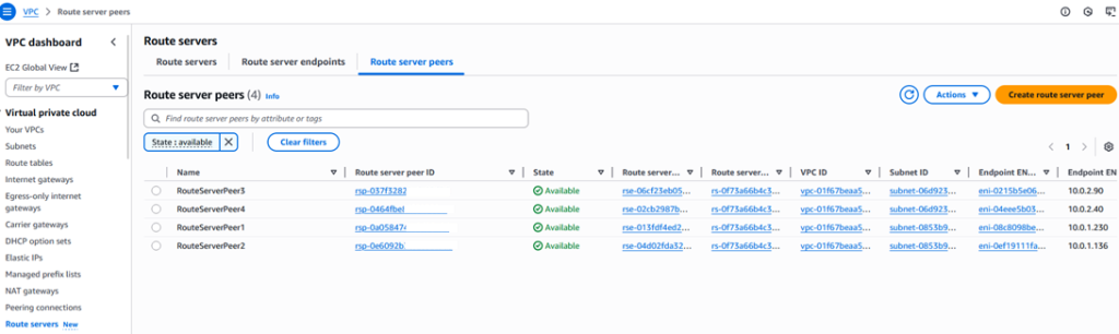 Figure 3. VPC Route Server peers