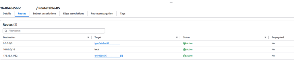 Figure 7.&nbsp;Route table updated to point to Inst2 ENI