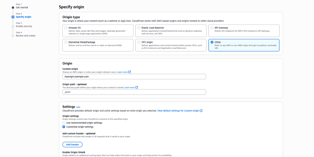 Configure your CloudFront origin