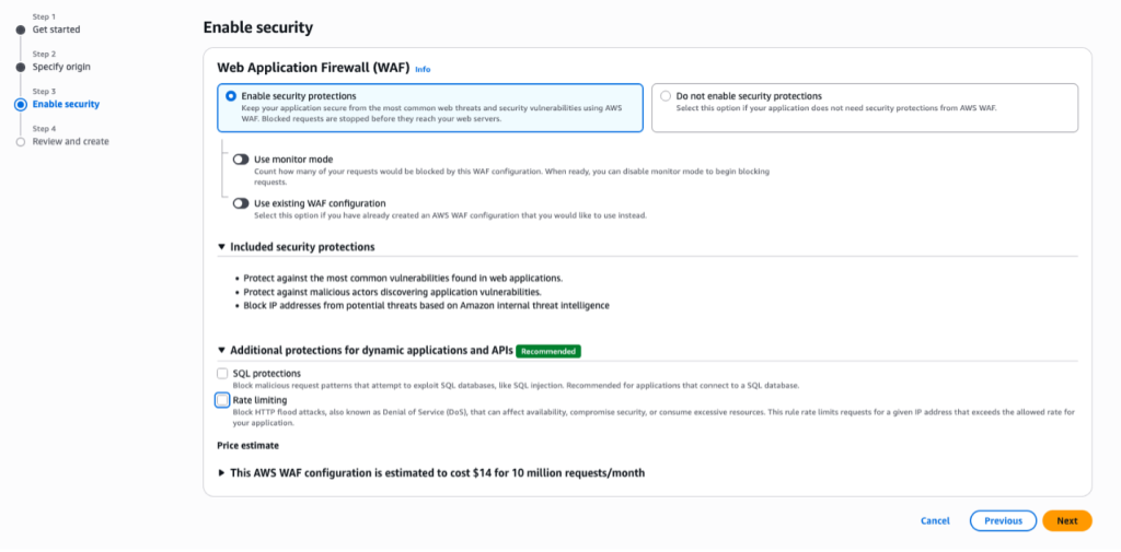 Attach AWS WAF to CloudFront distribution