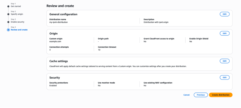 Confirm CloudFront settings and deploy