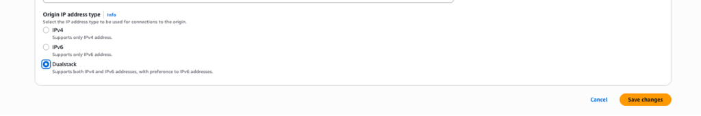 Setting up Dualstack origin
