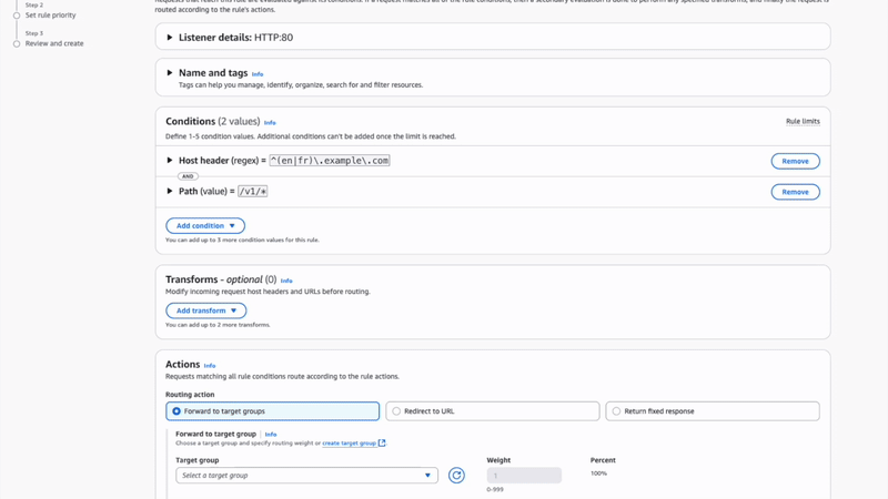 Configuring transforms with URL path