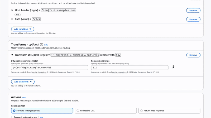 Testing transforms where we see number 1 replaced by 2 in the path