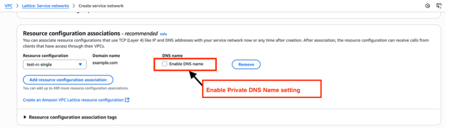 Figure 7: Service network creation and enabling DNS names