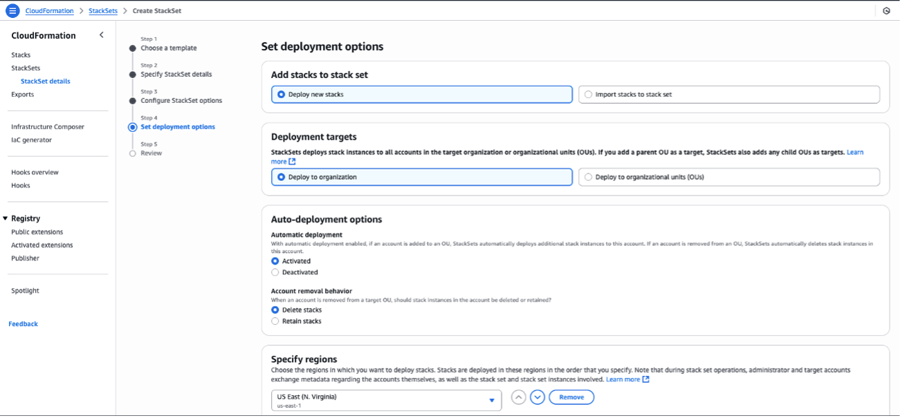 Figure 12: Organization StackSet deployment target