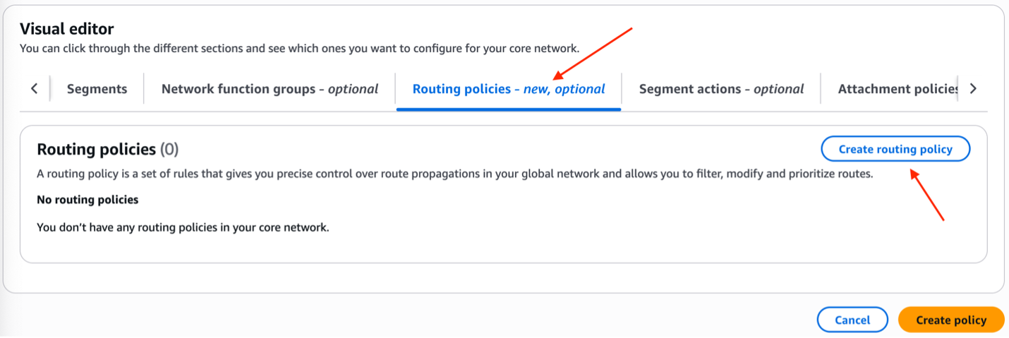 図4:Routing policies タブ