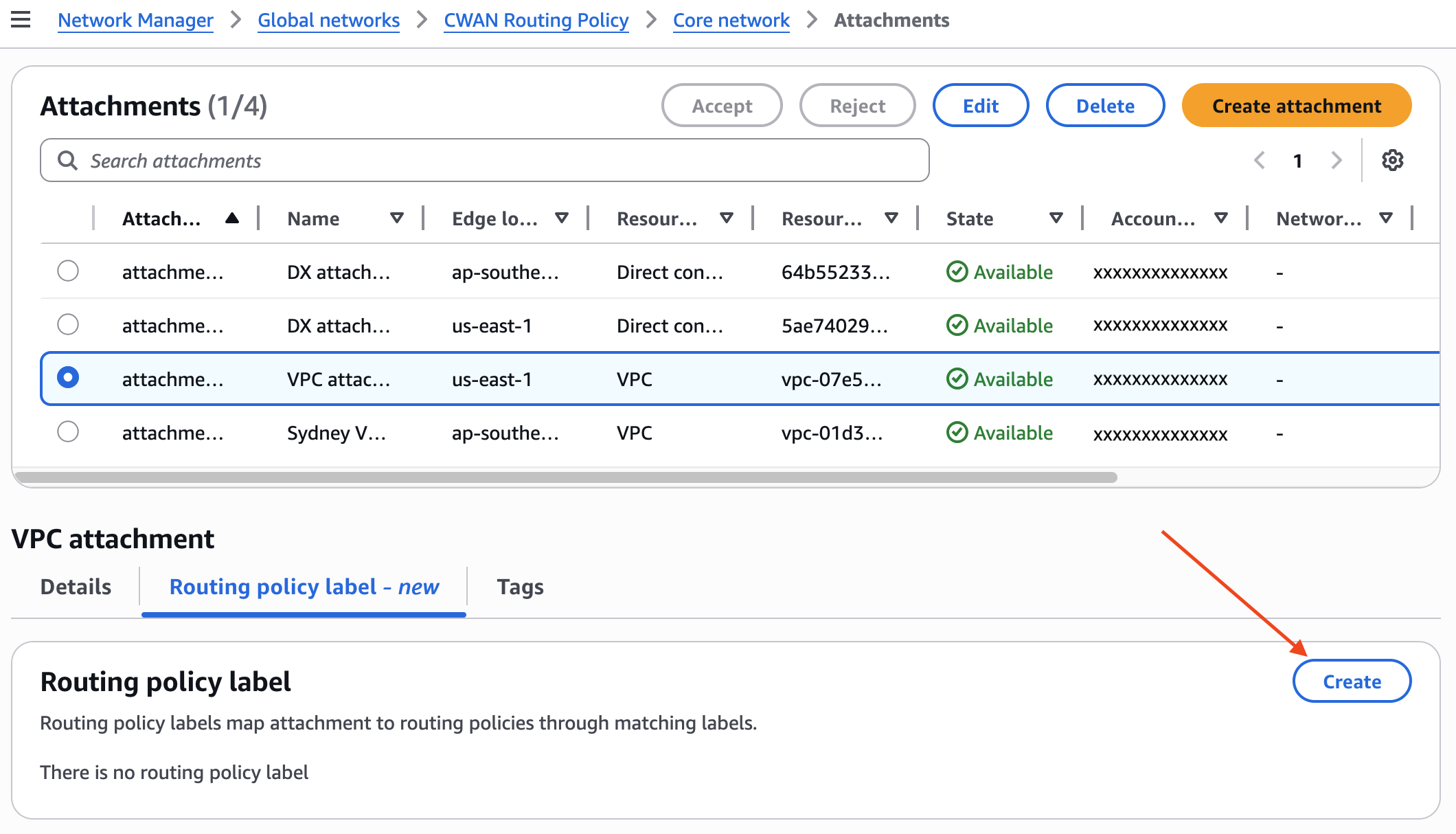 図13:既存アタッチメントの routing policy label の更新