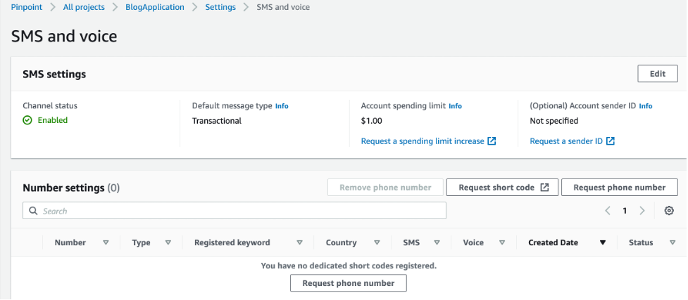 Screenshot of request phone number screen
