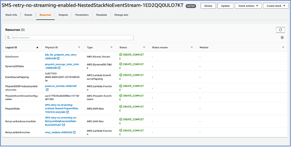 SMS retry child stack