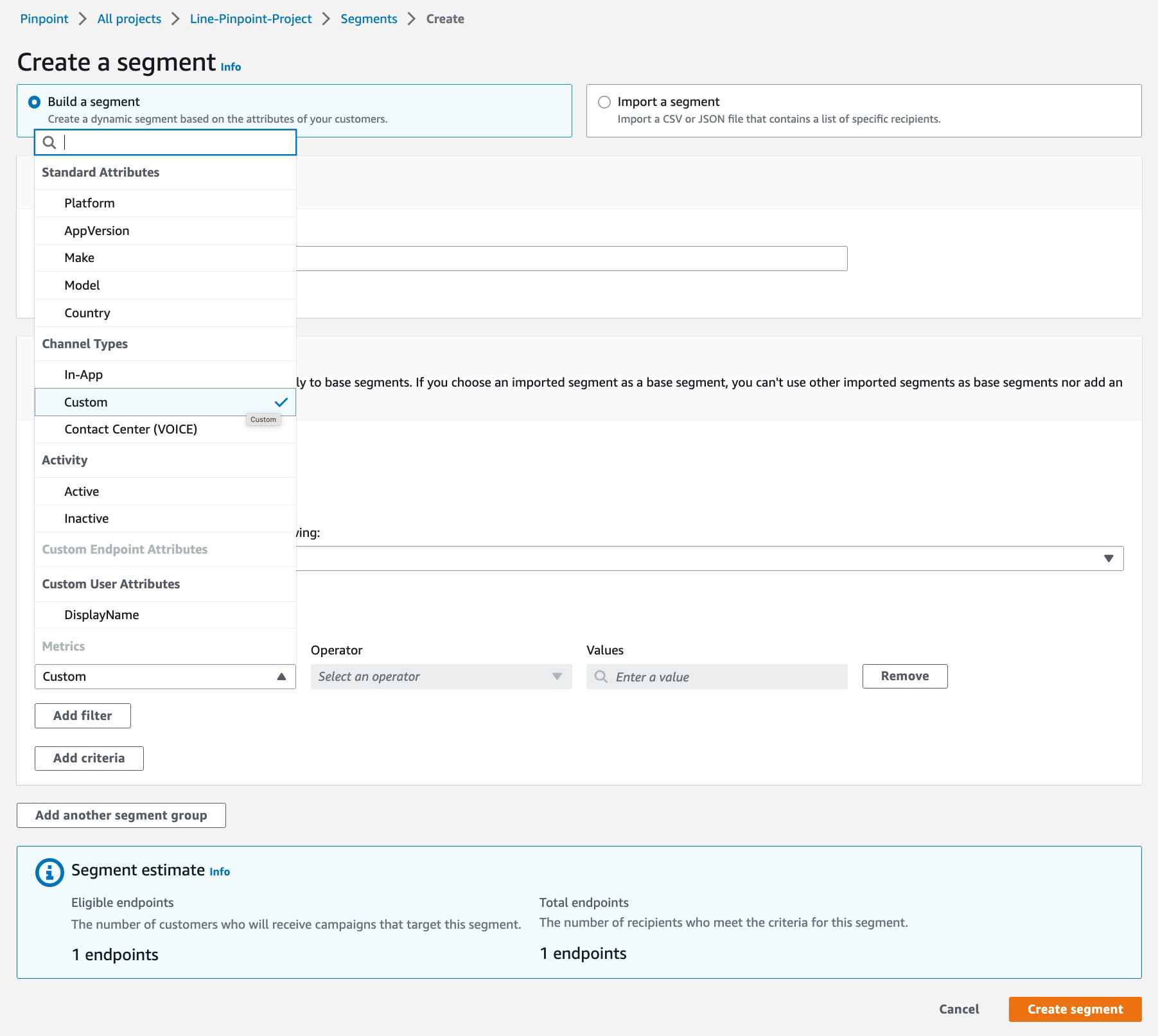 Set segment attributes