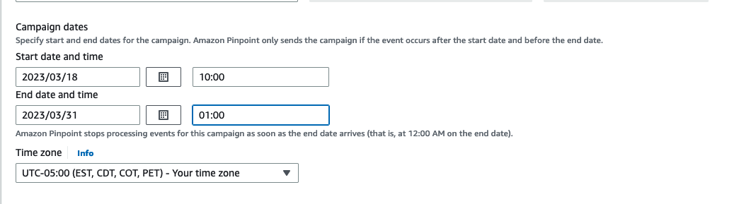 Set Campaign Start and End Times