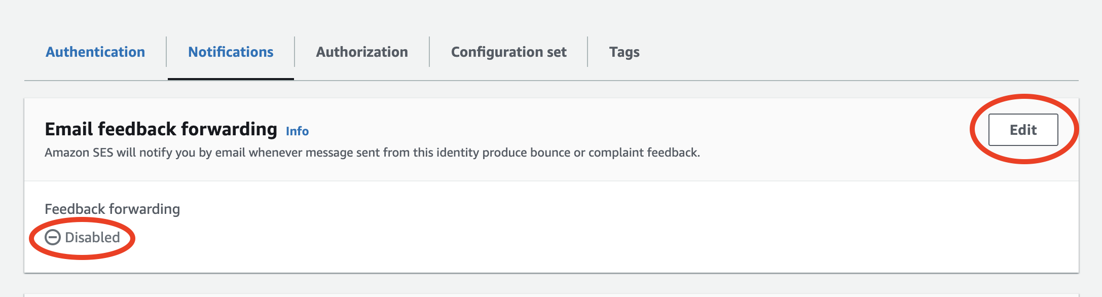 Feedback forwarding disabled