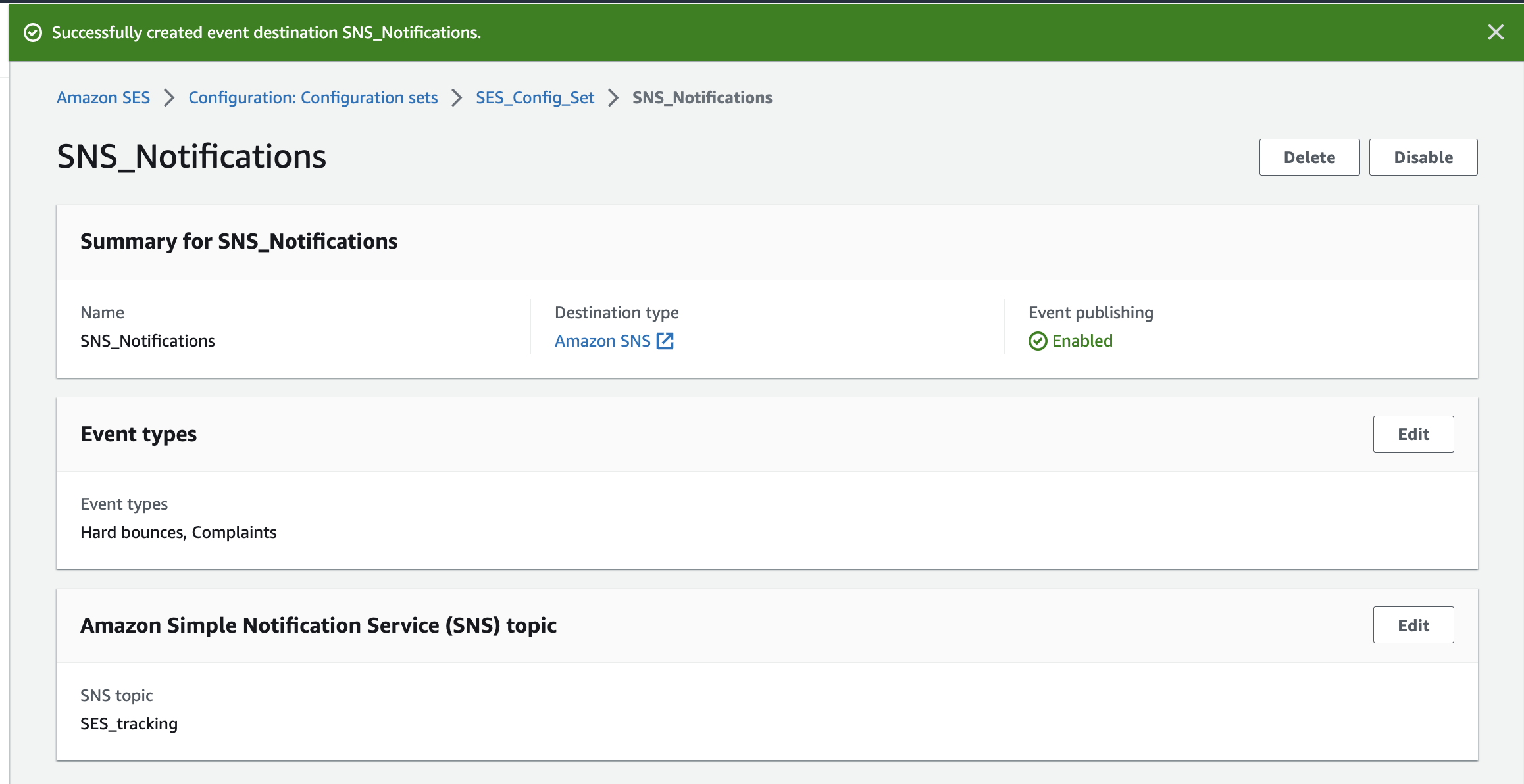 Successful notification