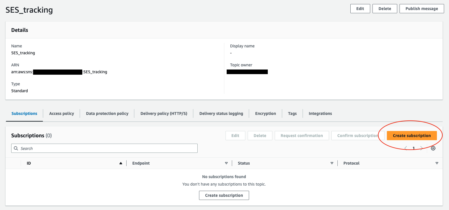 SNS Subscription page