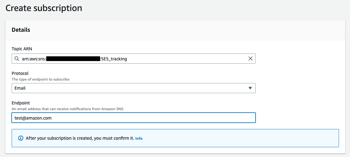 SNS Subscription details