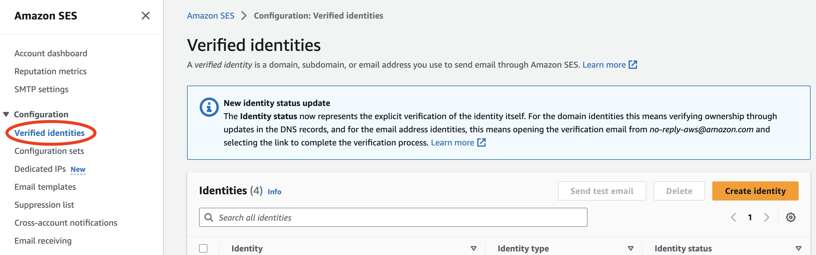 Verified email identities