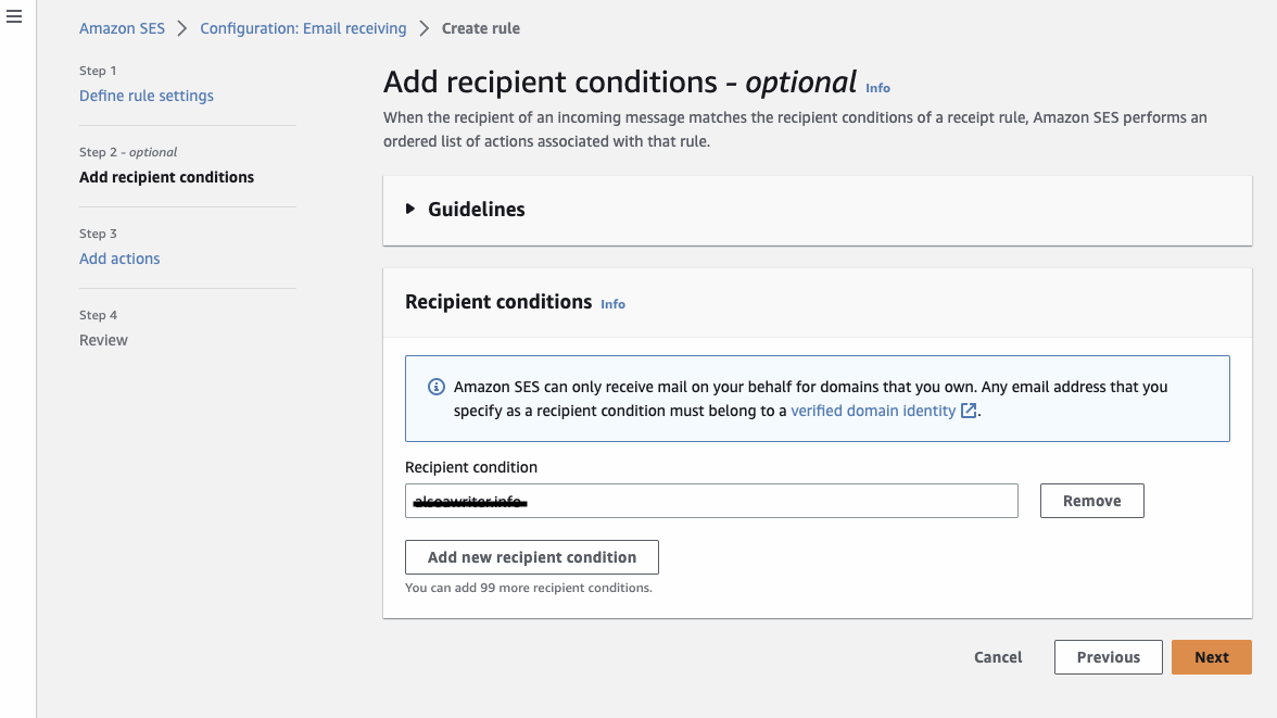 Add recipient condition