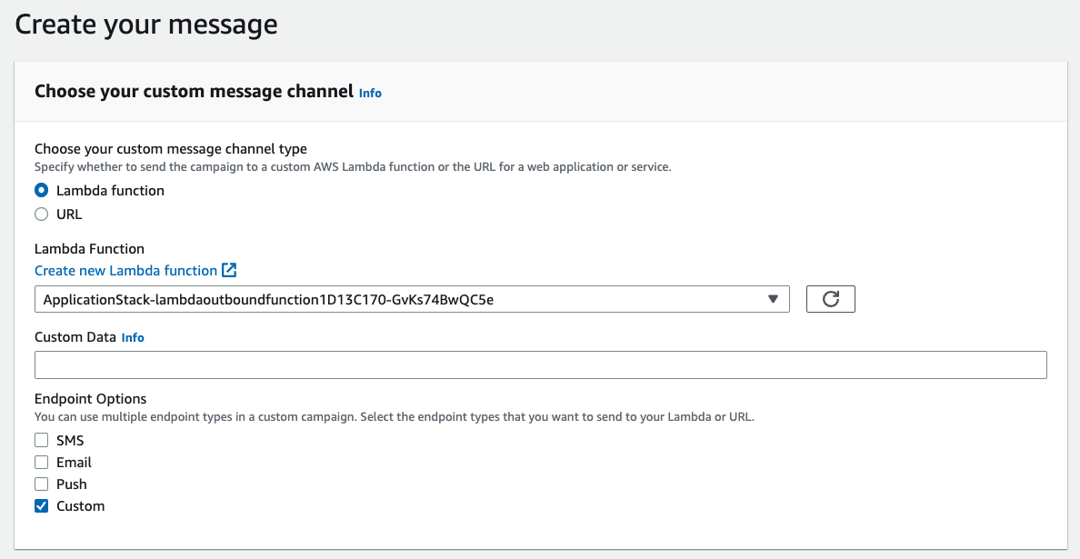 Fig 17: Amazon Pinpoint message creation