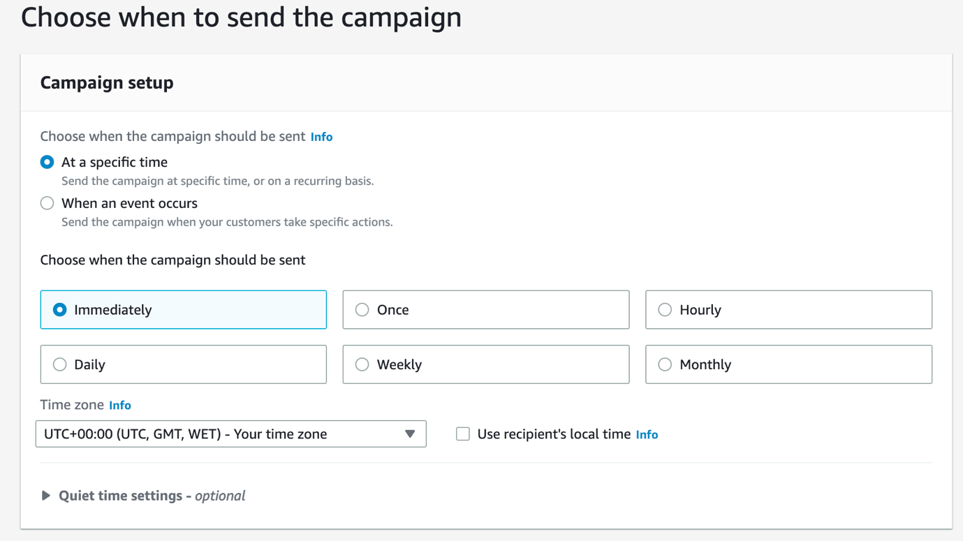 Fig 18: Amazon Pinpoint campaign scheduling