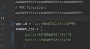 Fig 3: Configuring config.py for VPC and subnet information