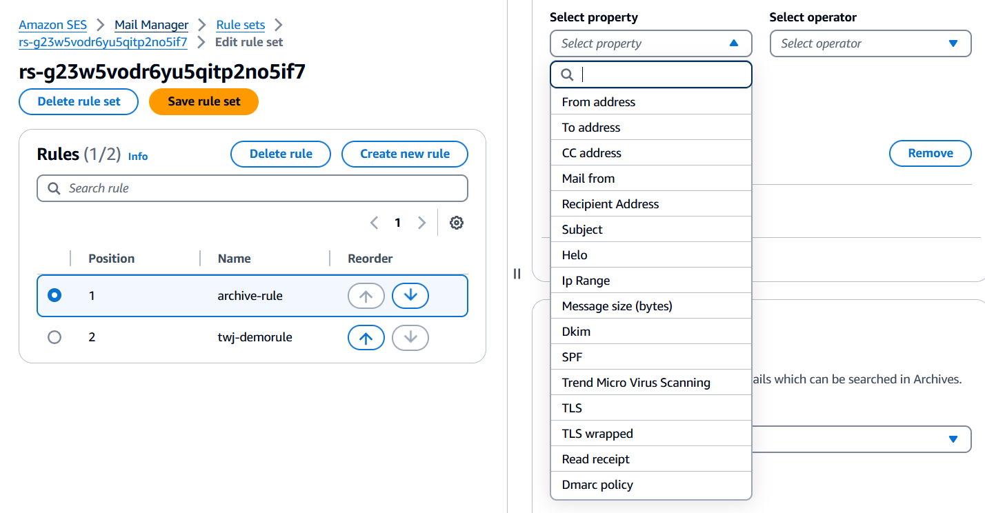 Figure 2 - Rule Set with conditions for archiving