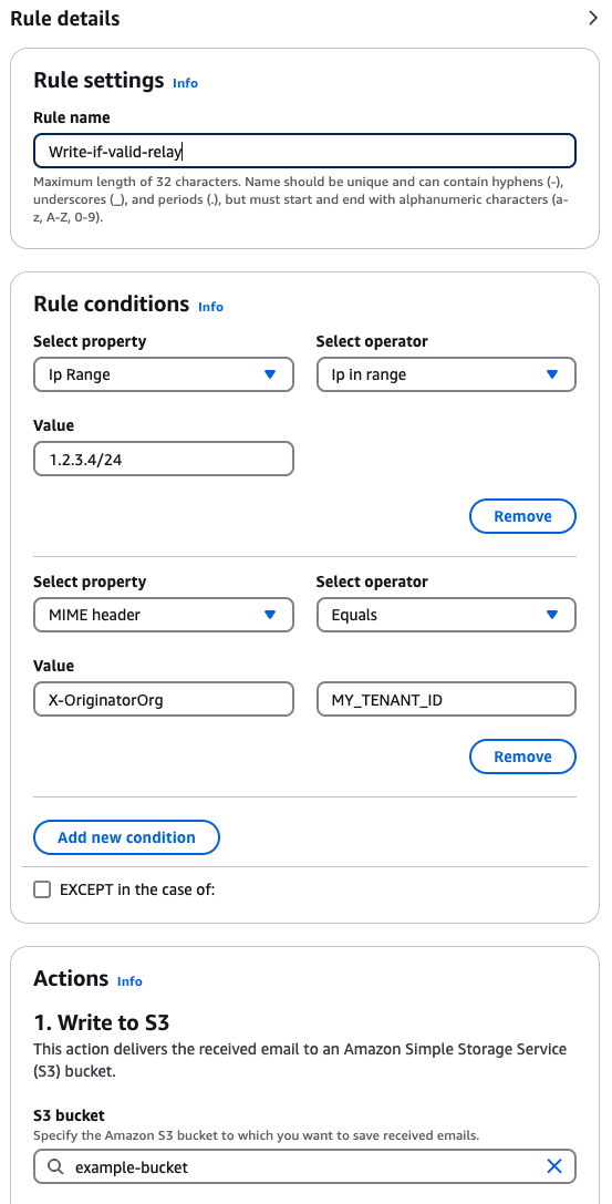 Mail Manager Rules Detail Page