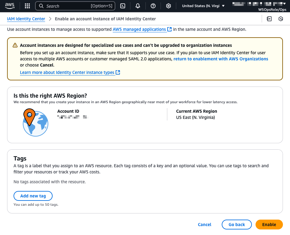 enable an Organization instance of IdC