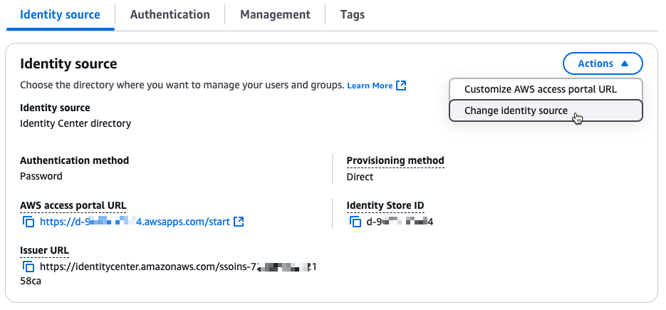 Change identity source