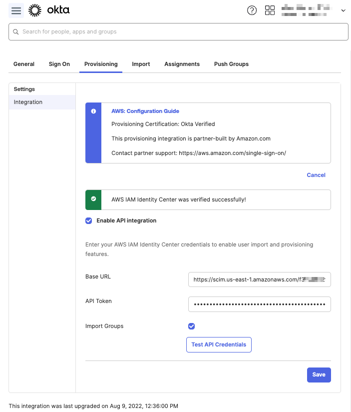 AWS IAM Identity Center was verified successfully
